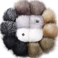 🌟 tatuo - neutral color diy faux fur pom poms ball with removable press button - fluffy pompom for knitting hats shoes scarves bag accessories - size 14 logo