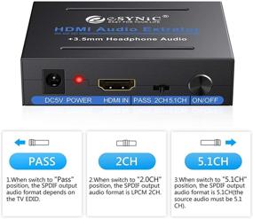 img 2 attached to eSynic 1080P HDMI аудио экстрактор: HDMI в HDMI + оптика TOSLINK SPDIF + аналоговый RCA L/R + аудио-видео конвертер разделитель с 3,5 мм джеком стерео