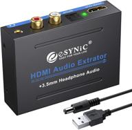 esynic 1080p hdmi audio extractor: hdmi to hdmi + optical toslink spdif + analog rca l/r +3.5mm jack stereo audio video splitter converter logo
