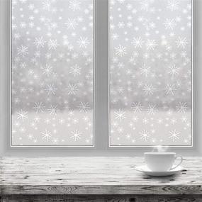 img 3 attached to 🌬️ Frosted Window Film Privacy Sticker Non-Adhesive Self Static Cling Vinyl Glass Film Anti-UV Decorative for Home Office - Snowflakes Design - 17.7" x 6.5 Feet