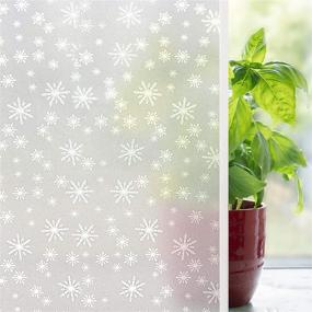 img 4 attached to 🌬️ Frosted Window Film Privacy Sticker Non-Adhesive Self Static Cling Vinyl Glass Film Anti-UV Decorative for Home Office - Snowflakes Design - 17.7" x 6.5 Feet