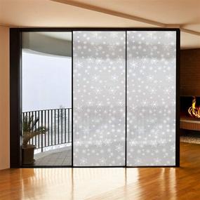 img 1 attached to 🌬️ Frosted Window Film Privacy Sticker Non-Adhesive Self Static Cling Vinyl Glass Film Anti-UV Decorative for Home Office - Snowflakes Design - 17.7" x 6.5 Feet