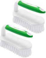 🧽 amazer scrub brush comfort grip & flexible stiff bristles - heavy duty bathroom, shower, sink, carpet, floor cleaner - pack of 2 (green+green) logo