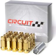 🔧 circuit performance forged steel extended open end hex lug nut for aftermarket wheels: 12x1.25 gold - 20 piece set + tool - enhance wheel performance with circuit performance lug nuts logo