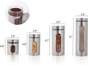 img 3 attached to 🏺 Stainless Steel Canister Set with Glass Windows - PENGKE 4 Piece, Ideal for Kitchen Storage of Canning Supplies, Cereal, Pasta, Sugar, Beans, Spices