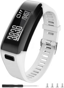 img 4 attached to Enhance Your Garmin Vivosmart HR with Meifox Soft Silicone Replacement Bands (White, Large)