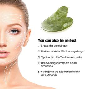 img 2 attached to 🌿 Zaevanst Jade Roller and Gua Sha Set - Natural Gua Sha Massage Tool for Face, Neck - Reduces Wrinkles, Dark Circles - Effective Facial Massage Tools