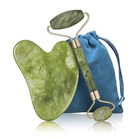 img 4 attached to 🌿 Zaevanst Jade Roller and Gua Sha Set - Natural Gua Sha Massage Tool for Face, Neck - Reduces Wrinkles, Dark Circles - Effective Facial Massage Tools