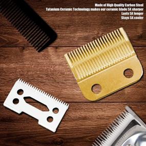 img 2 attached to 🔪 High-Quality Replacement Blades with Gold Steel for Wahl Senior Cordless Clipper: Professional Clipper Blades 2 Hole Bladeclipper Replacement Blades (Double Gold Blade) - White + Gold Blade