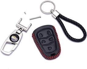 img 1 attached to Крышка чехла для брелока QZS Key Chain - 2020 для сумки с чехлом для пульта дистанционного управления черного цвета из натуральной кожи 2000-2018 Cadillac Escalade Cts SRX Xt5 ATS STS CT6 Smart Prox для 5 и 4 3 кнопок (Cadillac-1 Black)