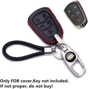 img 3 attached to Крышка чехла для брелока QZS Key Chain - 2020 для сумки с чехлом для пульта дистанционного управления черного цвета из натуральной кожи 2000-2018 Cadillac Escalade Cts SRX Xt5 ATS STS CT6 Smart Prox для 5 и 4 3 кнопок (Cadillac-1 Black)