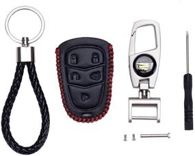 img 2 attached to Крышка чехла для брелока QZS Key Chain - 2020 для сумки с чехлом для пульта дистанционного управления черного цвета из натуральной кожи 2000-2018 Cadillac Escalade Cts SRX Xt5 ATS STS CT6 Smart Prox для 5 и 4 3 кнопок (Cadillac-1 Black)