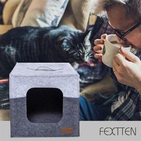 img 3 attached to 🐱 Premium Thick Felt Cat Cave with Reinforced Top - Perfect Cat Bed for IKEA Shelf - Travel-Friendly & Machine Washable Cat Cube - Foldable Cat Houses for Indoor Cats in Cat Tower