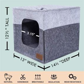 img 2 attached to 🐱 Premium Thick Felt Cat Cave with Reinforced Top - Perfect Cat Bed for IKEA Shelf - Travel-Friendly & Machine Washable Cat Cube - Foldable Cat Houses for Indoor Cats in Cat Tower