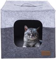 🐱 premium thick felt cat cave with reinforced top - perfect cat bed for ikea shelf - travel-friendly & machine washable cat cube - foldable cat houses for indoor cats in cat tower logo