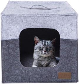 img 4 attached to 🐱 Premium Thick Felt Cat Cave with Reinforced Top - Perfect Cat Bed for IKEA Shelf - Travel-Friendly & Machine Washable Cat Cube - Foldable Cat Houses for Indoor Cats in Cat Tower