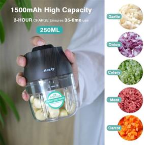 img 2 attached to 🧄 Kitchen Innovations USB Charged Electric Mini Garlic Chopper - Mini Food Grinder for Vegetables, Fruits, Onions, and Meat Mincing - Convenient for Home and Travel Use (Black, 250ml)