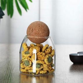 img 1 attached to Piscepio Glass Jar: Airtight Wood Lid Ball Jar for Food Storage - 500 ML Clear Container for Candy, Coffee, Tea, and More!