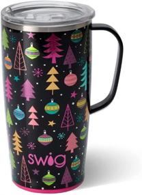 img 4 attached to 🎅 Swig Life 22oz Travel Mug with Handle and Lid, Stainless Steel, Dishwasher Safe, Cup Holder Friendly, Triple Insulated Coffee Mug Tumbler - Merry & Bright Christmas Print