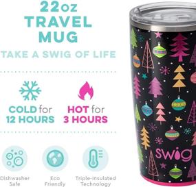 img 3 attached to 🎅 Swig Life 22oz Travel Mug with Handle and Lid, Stainless Steel, Dishwasher Safe, Cup Holder Friendly, Triple Insulated Coffee Mug Tumbler - Merry & Bright Christmas Print