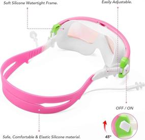 img 3 attached to Spinosaurus Kids Swim Goggles with Anti-Fog, UV Protection, No Leaking - Ideal for Ages 3-15 Years (Includes Case and Earplugs)