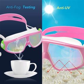 img 2 attached to Spinosaurus Kids Swim Goggles with Anti-Fog, UV Protection, No Leaking - Ideal for Ages 3-15 Years (Includes Case and Earplugs)