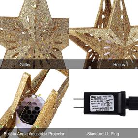 img 1 attached to 10-inch Christmas Star Tree Topper with LED Snowflake Projector Lights - Hollow Pentagram Design | Plug-In Xmas Tree Ornament for Indoor Office Decor | Holiday Tree Decoration for Christmas & New Year