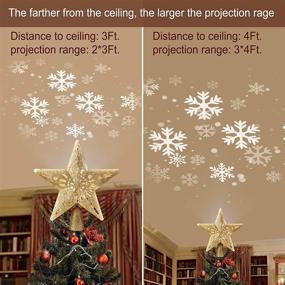 img 3 attached to 10-inch Christmas Star Tree Topper with LED Snowflake Projector Lights - Hollow Pentagram Design | Plug-In Xmas Tree Ornament for Indoor Office Decor | Holiday Tree Decoration for Christmas & New Year
