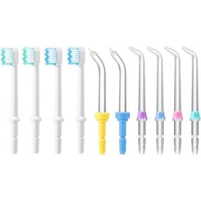 img 4 attached to 💧 10-Piece Replacement Tips for Waterpik Water Flosser WP-100, WP-100W, WP-260 & More - Classic Jet, Brush & Pocket Tips