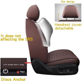 img 2 attached to Isen-CoverAuto Leather Car Seat Covers Automotive Vehicle Cushion Cover For SUV Pick-Up Truck Universal Fit Set For Auto Interior Accessories Full Set (Brown)