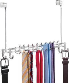 img 4 attached to 🚪 mDesign Metal Over Door Hanging Closet Storage Organizer Rack - Chrome