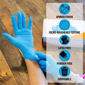 img 3 attached to 🧤 200 Pack Powder Free Disposable Nitrile Gloves - Latex Free Gloves for Cleaning, Kitchen, Mechanic - Extra Strong and Food Safe