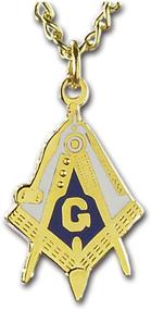 img 1 attached to Working Square Compass Masonic Necklace