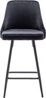 btexpert premium upholstered dining 25" high back stool bar chairs, set of 2 pack black velvet - stylish and comfortable seating for your home bar or kitchen island logo