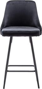img 4 attached to BTEXPERT Premium Upholstered Dining 25" High Back Stool Bar Chairs, Set of 2 Pack Black Velvet - Stylish and Comfortable Seating for your Home Bar or Kitchen Island