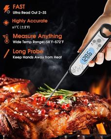 img 3 attached to 🌡️ Marsno Instant Read Meat Thermometer: Backlit, Calibration & Foldable Probe – Waterproof Digital Food Thermometer for Kitchen, BBQ Grill, Smoker, Oil Fry, Candy