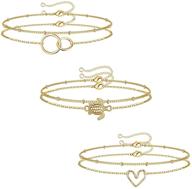 🐢 stylish 6-piece 14k gold filled layered turtle chain link bracelet set – adjustable for women and girls logo