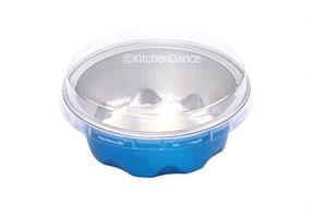 img 3 attached to KitchenDance Colored Disposable Aluminum 2 Ounce Fluted Cups- Lid And Color Options- #A3 (Blue With Lids