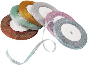 img 2 attached to 🎀 Fashewelry 6 Rolls Sparkly Glitter Fabric Ribbon - 1/4-Inch (6mm) Metallic Sheer Organza Ribbon - Multi-Colored Bundle for Jewelry Making, Party Favors, Wedding Decor, Gift Wrapping - 198 Yards