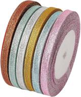 🎀 fashewelry 6 rolls sparkly glitter fabric ribbon - 1/4-inch (6mm) metallic sheer organza ribbon - multi-colored bundle for jewelry making, party favors, wedding decor, gift wrapping - 198 yards logo