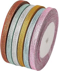 img 4 attached to 🎀 Fashewelry 6 Rolls Sparkly Glitter Fabric Ribbon - 1/4-Inch (6mm) Metallic Sheer Organza Ribbon - Multi-Colored Bundle for Jewelry Making, Party Favors, Wedding Decor, Gift Wrapping - 198 Yards