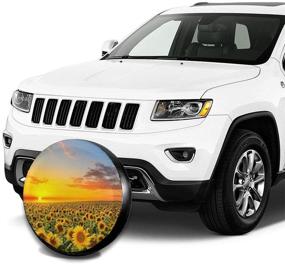 img 1 attached to 🌅 Stunning Sunset Sunflower Spare Tire Cover: Waterproof, Dust-Proof & UV-Safe - Perfect Fit for Jeep, Trailer, RV, SUV & More! 14 Inch