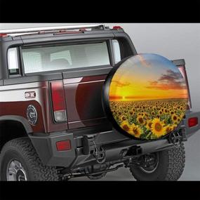 img 3 attached to 🌅 Stunning Sunset Sunflower Spare Tire Cover: Waterproof, Dust-Proof & UV-Safe - Perfect Fit for Jeep, Trailer, RV, SUV & More! 14 Inch