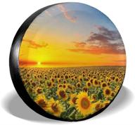 🌅 stunning sunset sunflower spare tire cover: waterproof, dust-proof & uv-safe - perfect fit for jeep, trailer, rv, suv & more! 14 inch logo