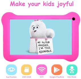 img 2 attached to 7-дюймовый планшет Android 9.0 для детей с WiFi, сертификатом GMS, 2ГБ+16ГБ, родительским контролем, предустановленных более 40 приложений и защитным чехлом для детей - розовый