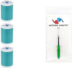 img 1 attached to 🧵 Coats & Clark Sewing Thread Dual Duty XP General Purpose Poly Thread 250 Yards (3-Pack) Ming Teal Bundle with Artsiga Crafts Seam Ripper - Ultimate Sewing Bundle!