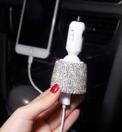 💎 fast charging dual usb car charger with handmade rhinestones crystal décor - bling bling purple car accessories for iphone, android, ios, usb, etc. logo