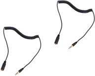 2pcs coiled 3.5mm male to female m/f extension cable for stereo headphone audio plug jack logo