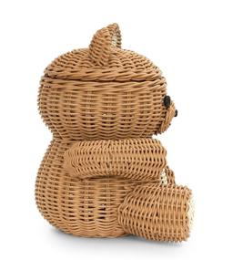 img 1 attached to 🐻 G6 COLLECTION Handmade Rattan Bear Storage Basket with Lid - Cute Animal Wicker Bin for Home Decor, Nursery Organizer, Handcrafted Shelf Decoration - Brown Bear Gift