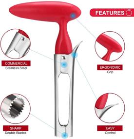 img 2 attached to SCHVUBENR Premium Apple Corer Tool - Easy to Use and Clean - Sturdy Apple Core Remover with Sharp Serrature - Stainless Steel Corers for Apple and Pear - Effortlessly Core Fruits (Red)